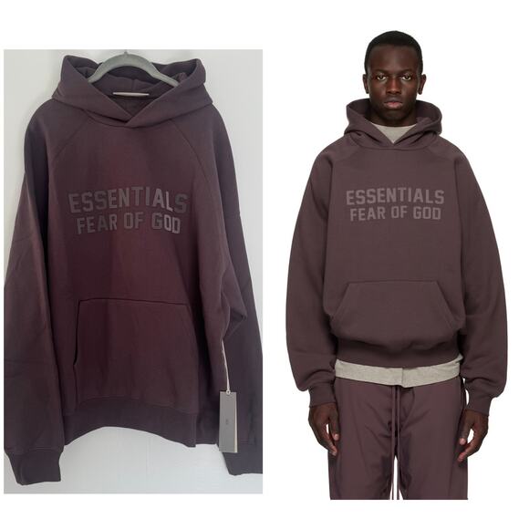 Fear of God Essentials Pull Over Hoodie in Plum - Picture 1 of 8